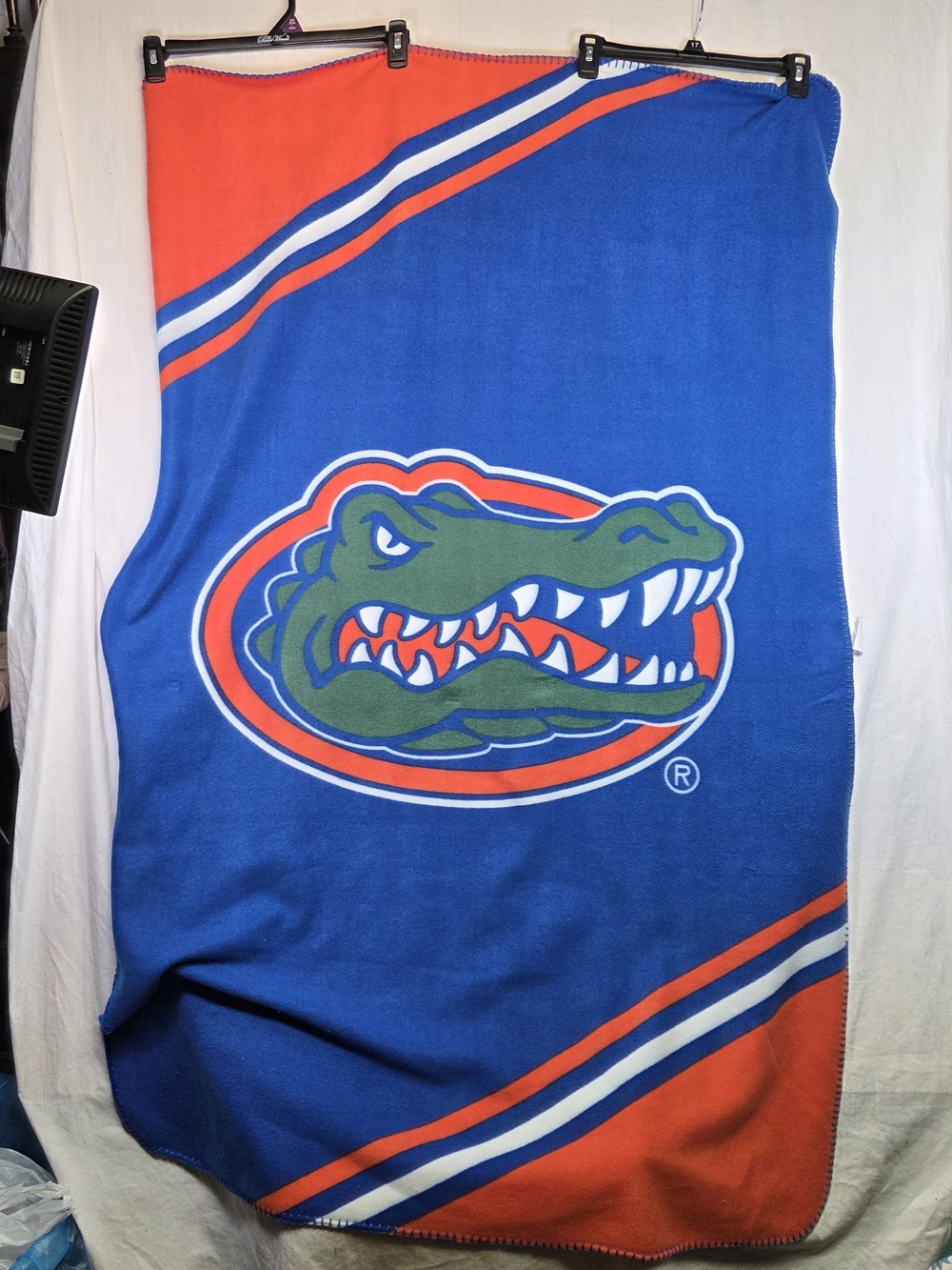 Florida Gators Fleece Throw Blanket Blue Orange Large Gator Logo NCAA. #0405